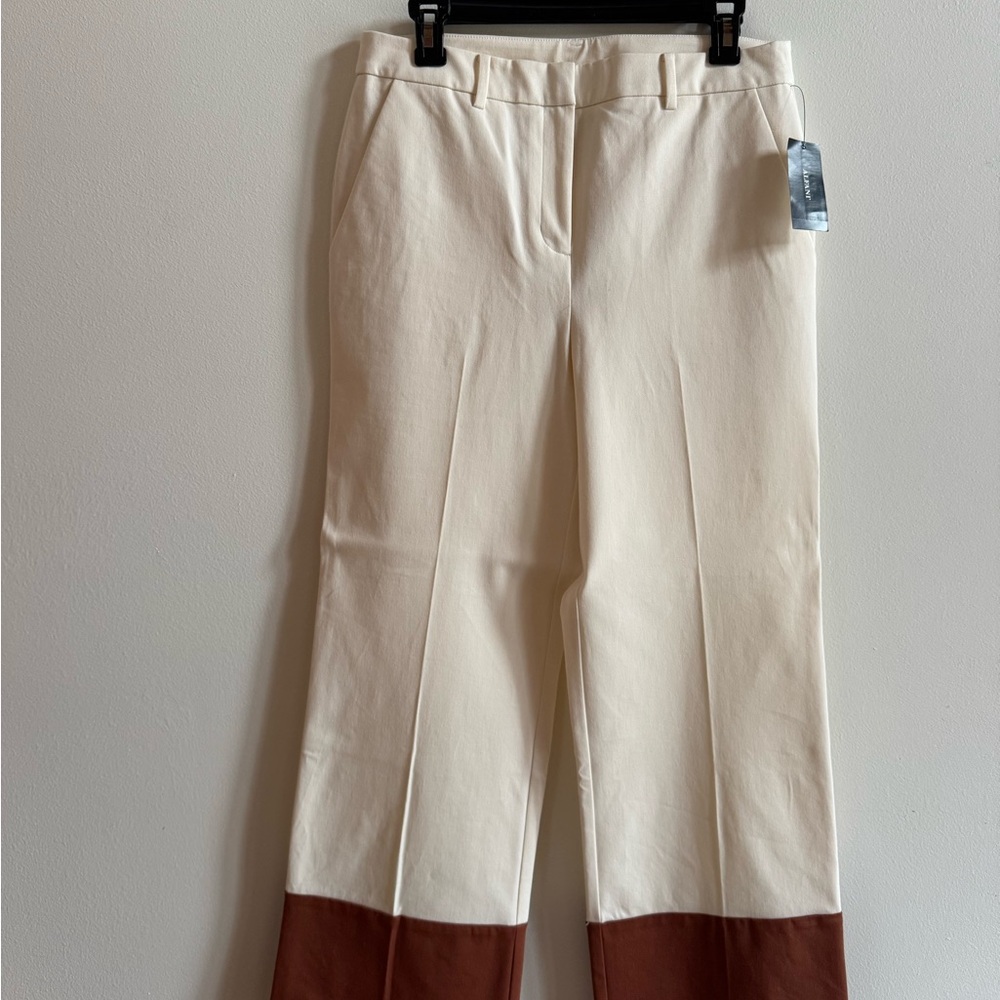 Cream and Brown Colorblock Pants